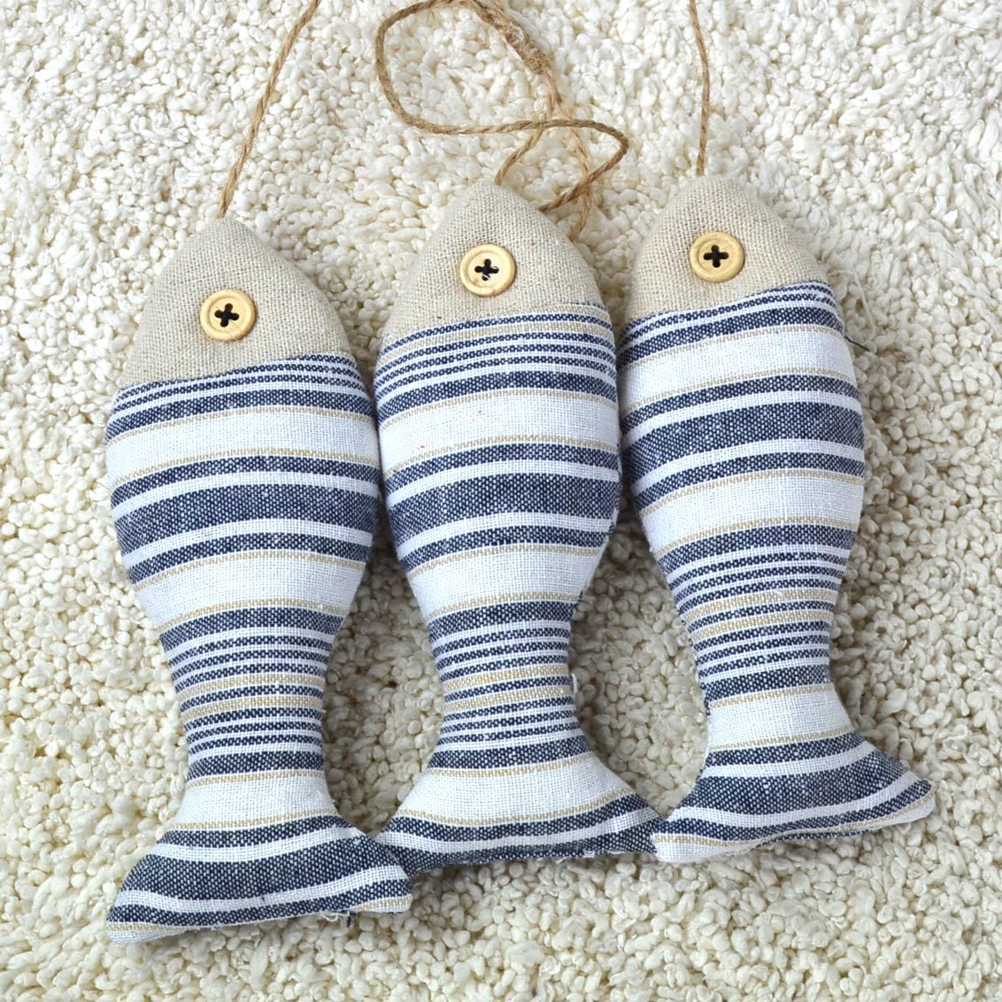 地中海创意布艺墙饰墙面布鱼串挂件橱窗幼儿园手工壁饰