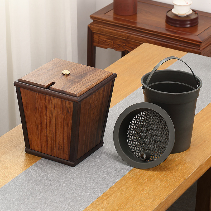 水桶雯晨茶水花梨实木茶渣桶废水家用茶台垃圾桶茶道