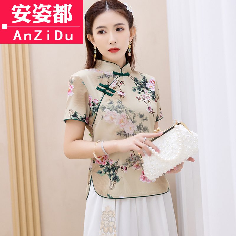 民国女装复古茶服汉服夏季改良旗袍上衣中国上衣