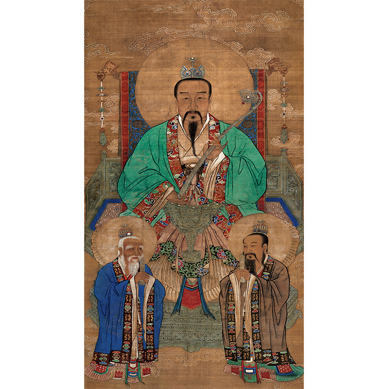 道教临摹壁画清微高清微三清挂画挂像天尊灵宝国画