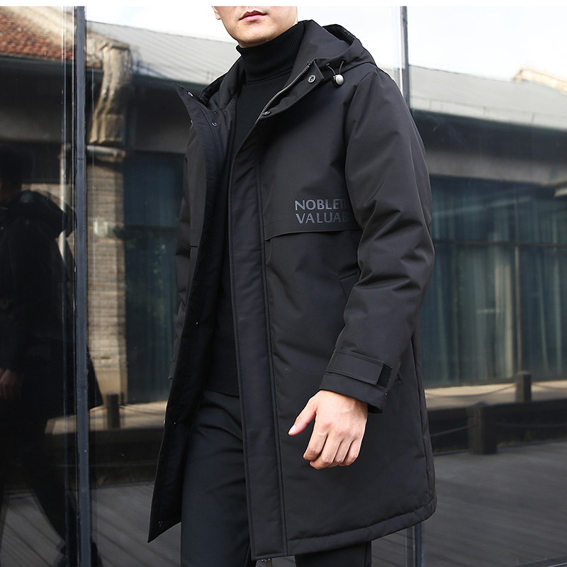 羽绒服男中长款冬季原创加厚加大码胖子外套潮牌过膝连帽防寒服