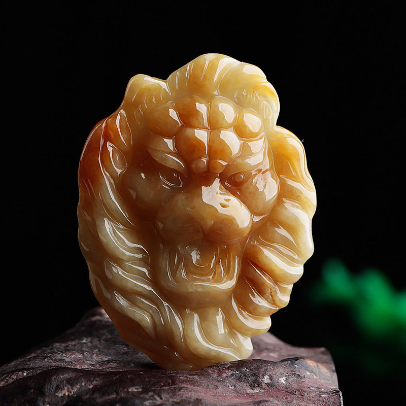 翡翠正品精工男包玉坠霸气玉佩狮子头玉狮子吊坠颈饰