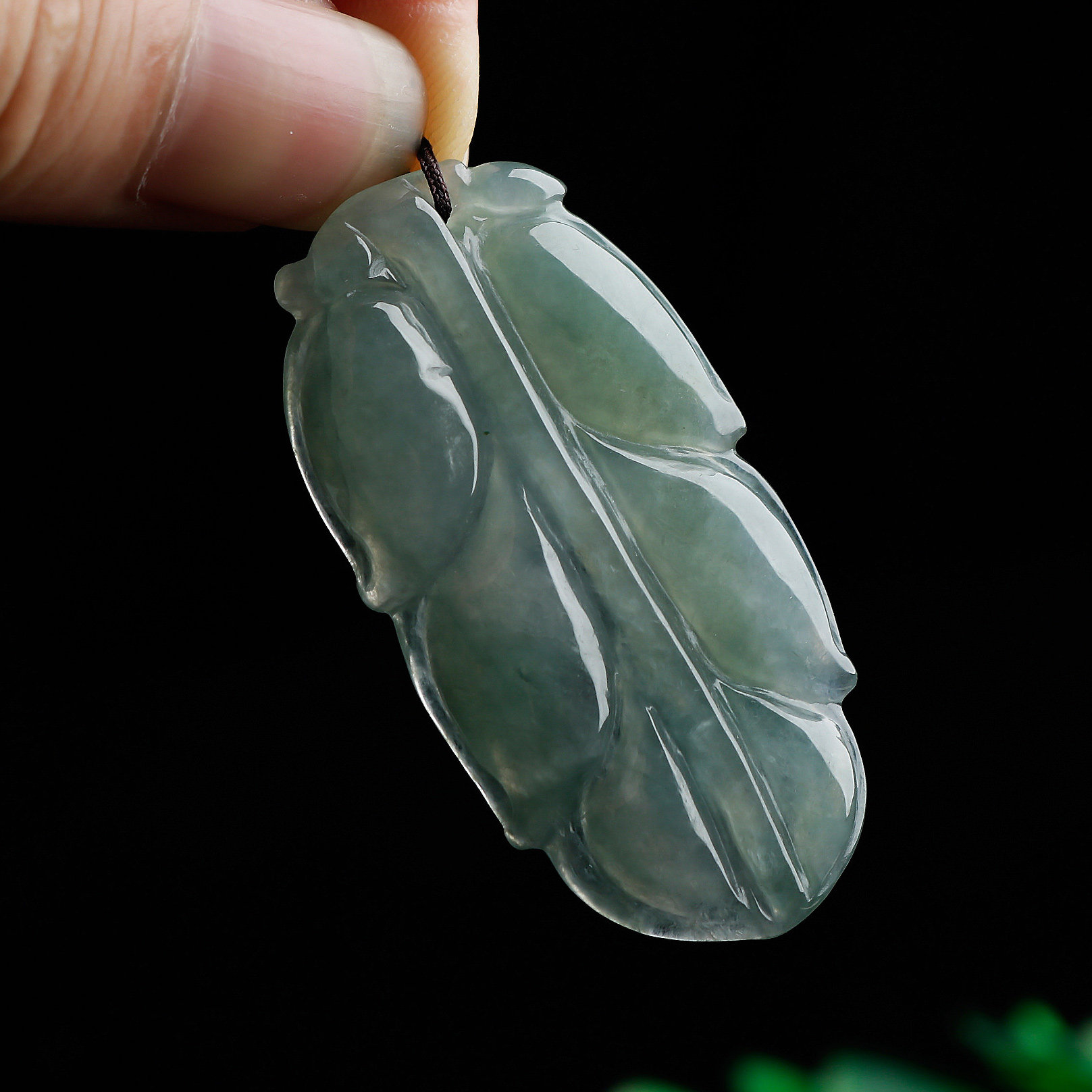 树叶玉石正品冰种通透翡翠叶子吊坠老坑大件颈饰