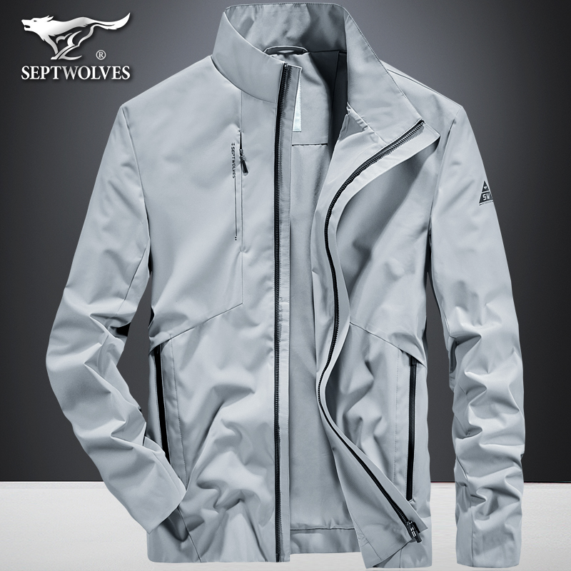 七匹狼夹克外套男春秋薄款男士运动风衣立领休闲青年春装上衣服潮