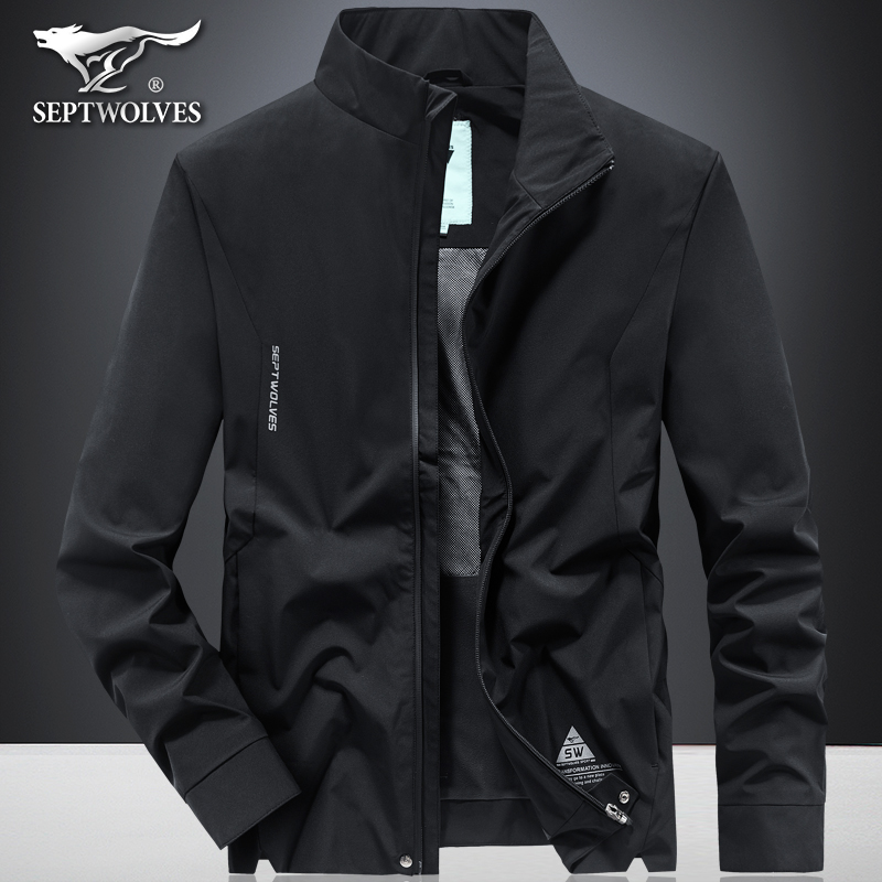 七匹狼春秋装夹克男立领休闲运动风衣外套工装防风青年春季上衣潮
