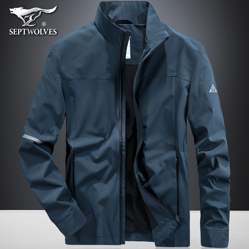 七匹狼夹克男春秋薄款男士外套立领运动风衣青年韩版休闲春装上衣