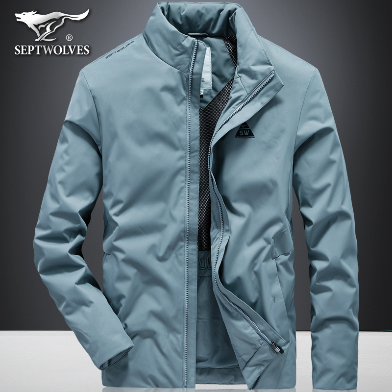 七匹狼冬装轻薄羽绒服男短款男外套青年立领休闲工装保暖防寒服潮