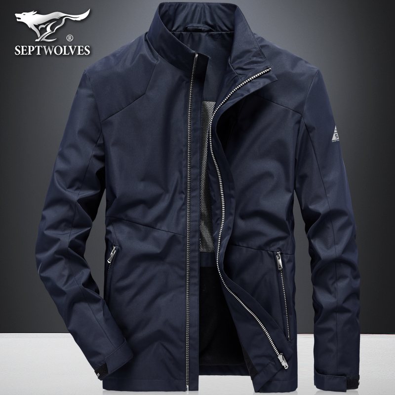 七匹狼男士夹克外套春季立领运动风衣春秋工装休闲青年上衣服潮牌