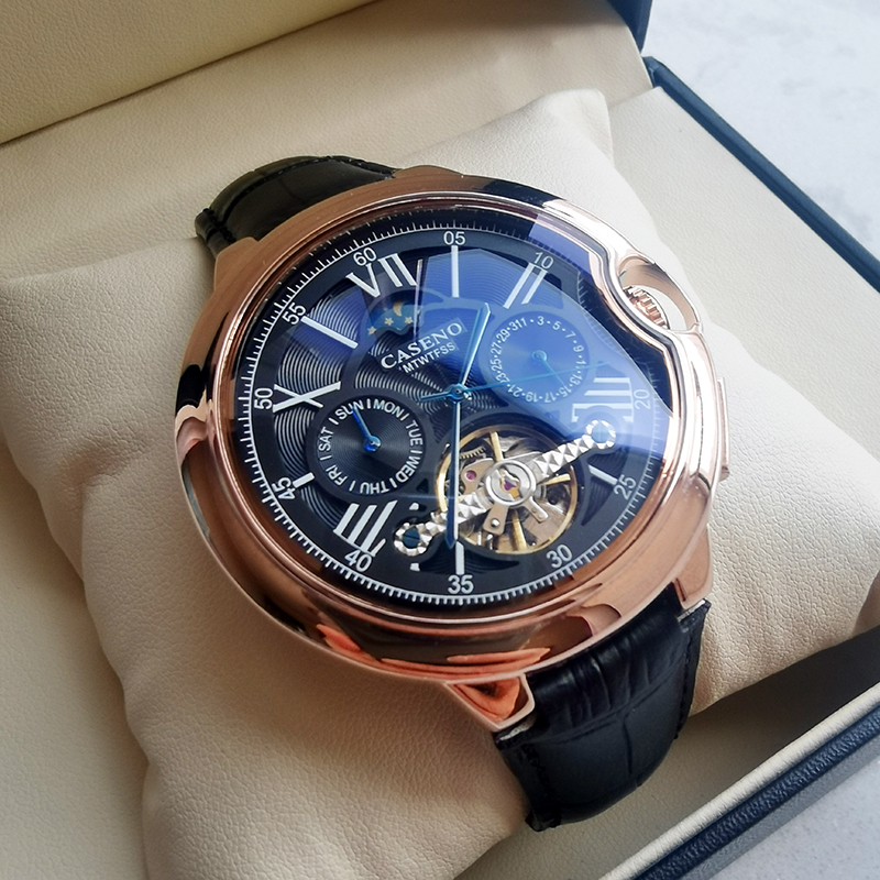 时尚潮流男士手表2021新款皮带偏蓝光手表男多功能自动机械表男表