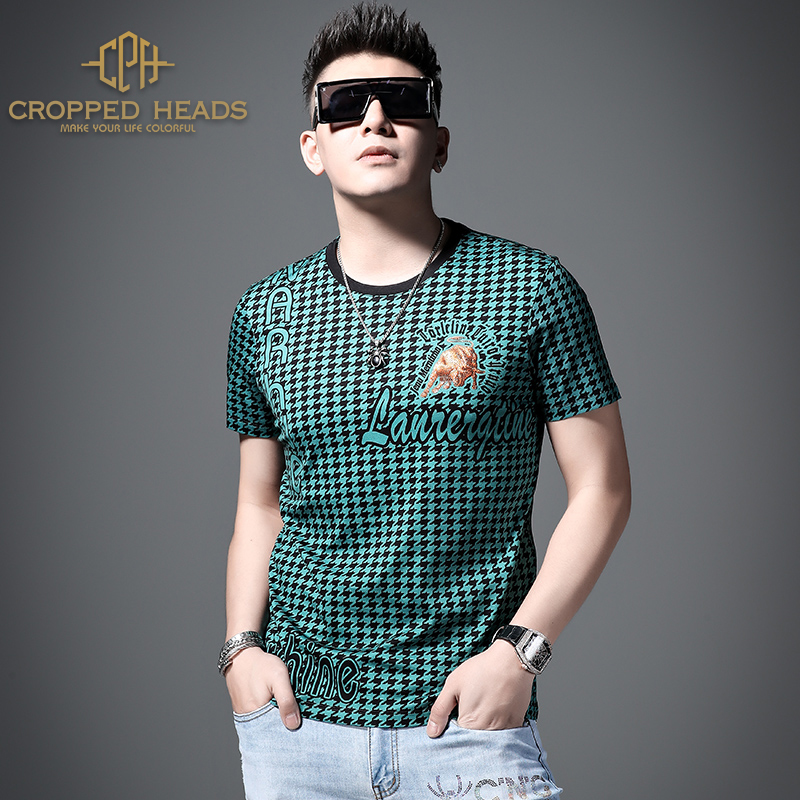 欧洲站金牛烫钻印花T恤男短袖2021年新款潮流多色男装打底衫体恤