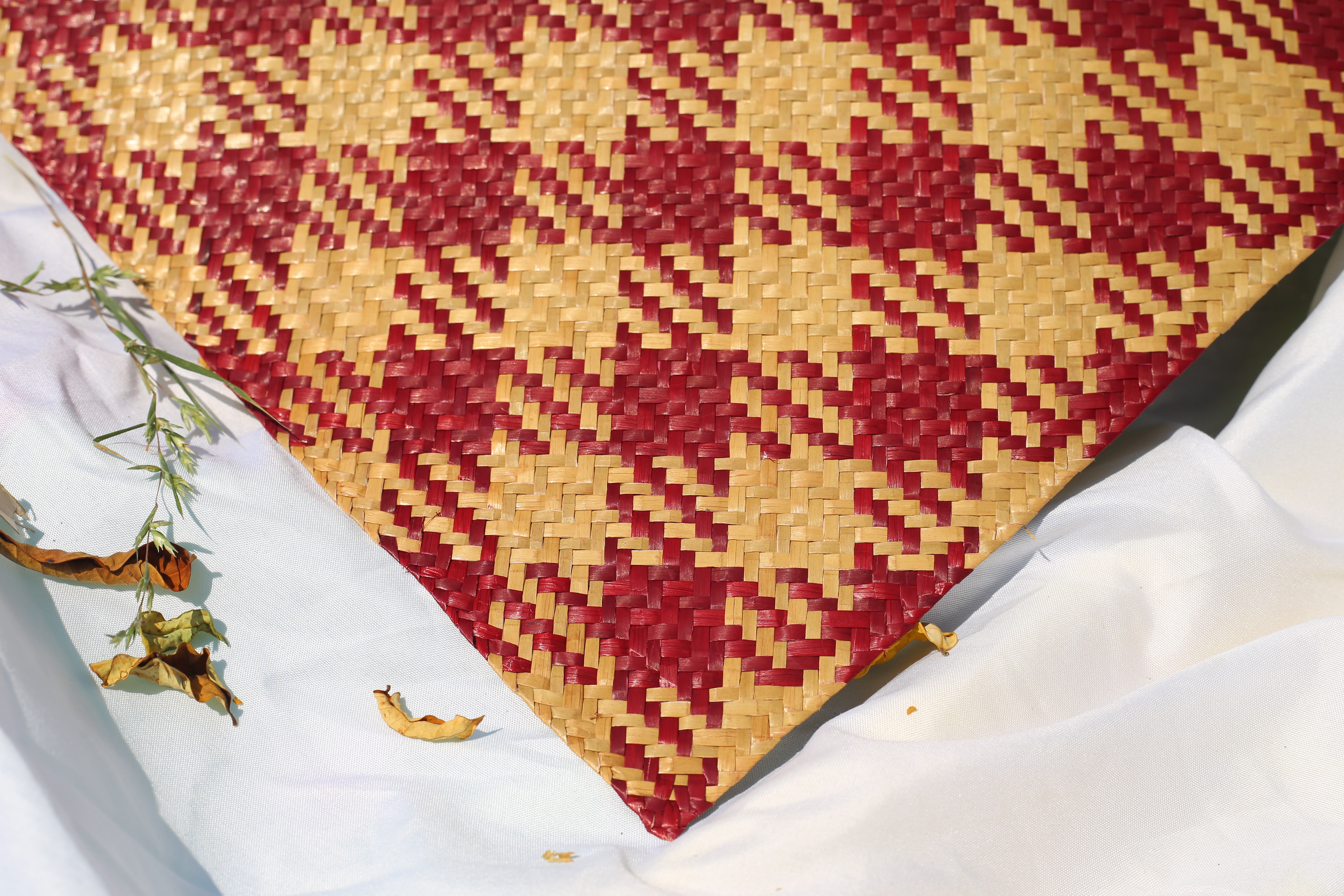 枕头席草草席广东肇庆手工编织蒲草花席枕片凉席