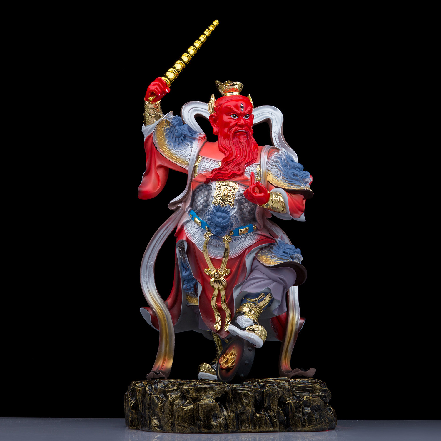 典藏王灵官神像像天王君火神菩萨护法法神汉白玉摆件