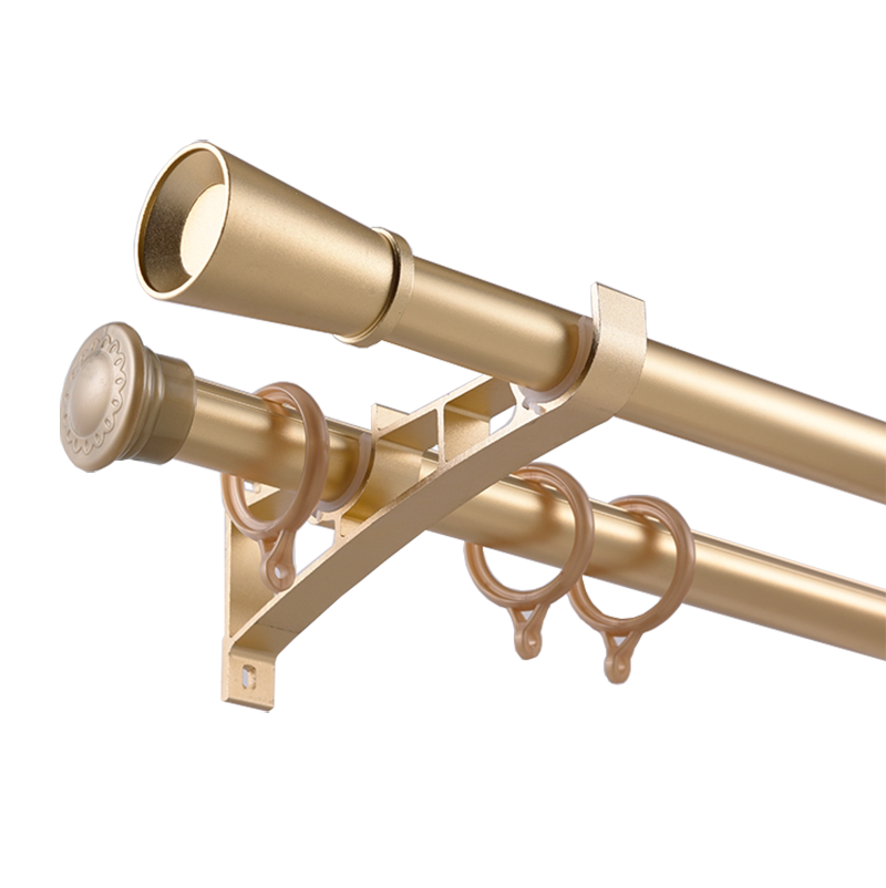 窗帘罗马重型铝合金金色单杆双杆顶装侧轨道窗帘杆