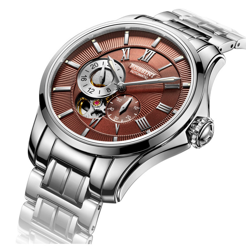 罗西尼男表正品夜光手表男机械表防水间钨钢男士手表5523