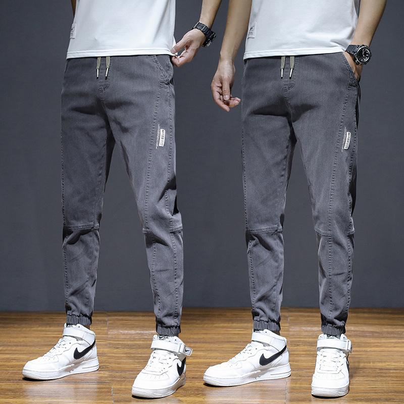 夏季薄款九分长牛仔裤男士韩版修身休闲潮流弹力冰丝小脚裤子束脚