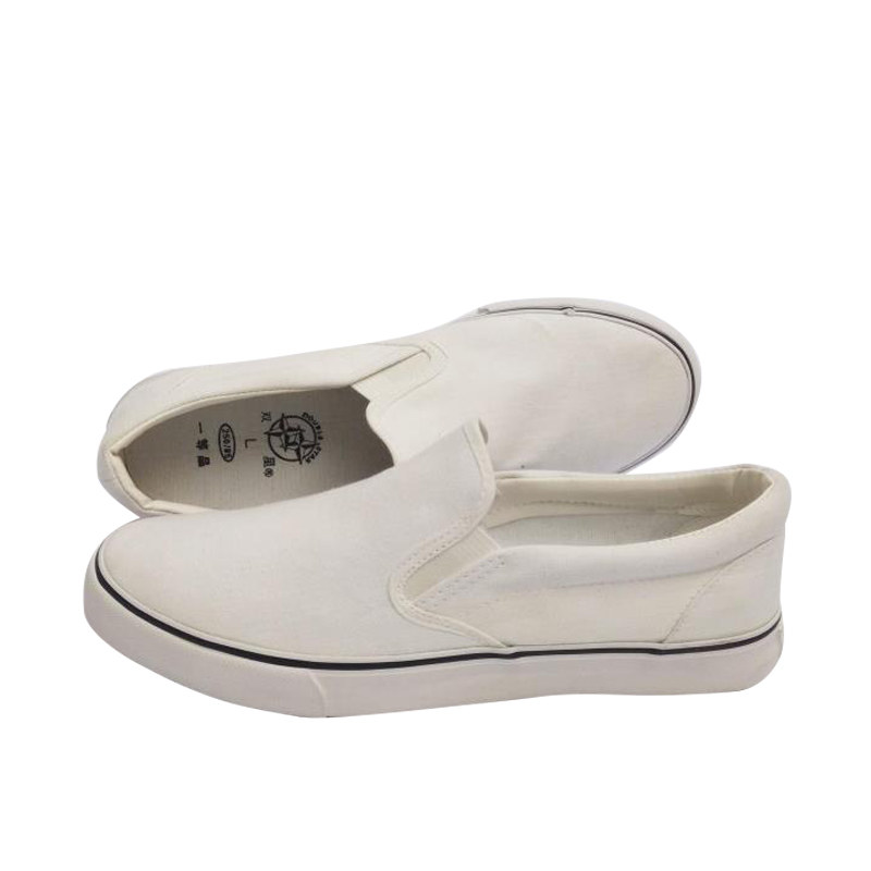 双星白色工作鞋帆布胶底无尘防滑制药防护鞋