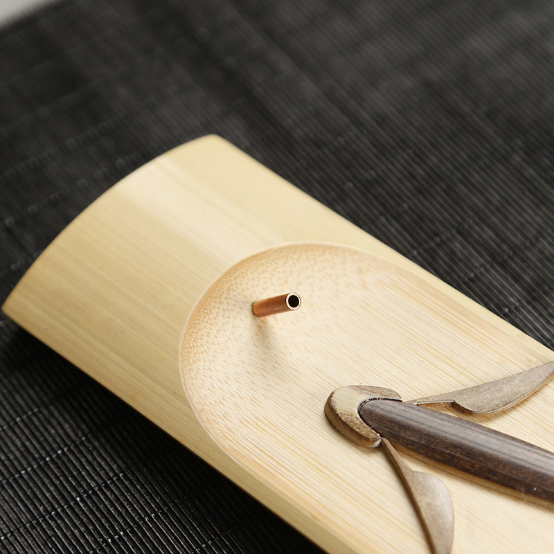 手工竹制香插香座创意线香卧点插香器台香道檀香托家用佛具香薰炉-mc