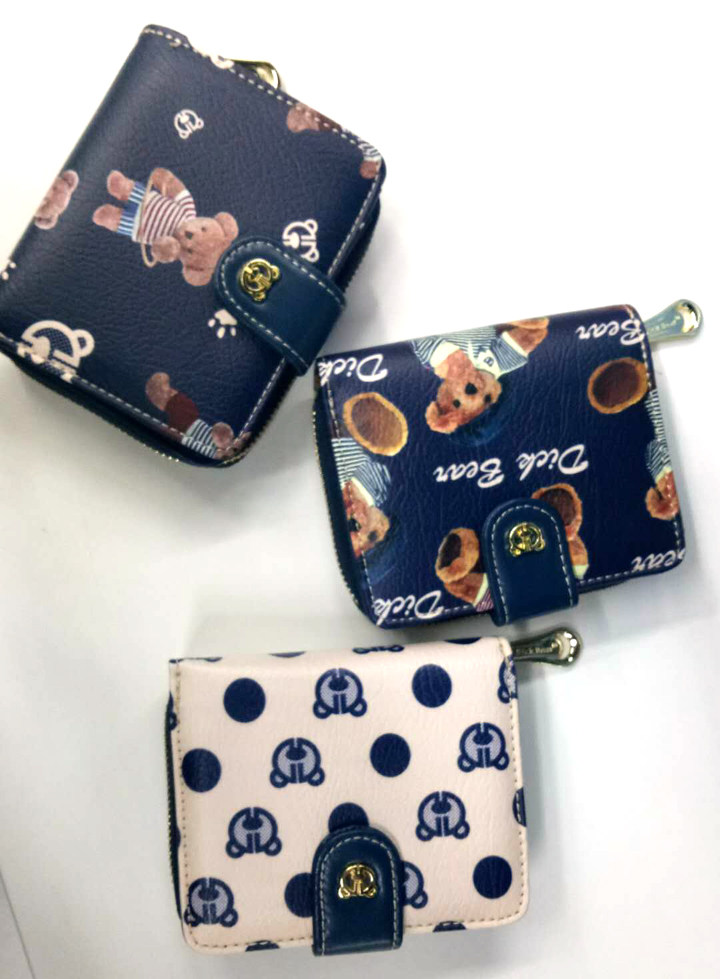 专柜正品dickbear迪克熊钱包女士短款真皮牛皮钱包