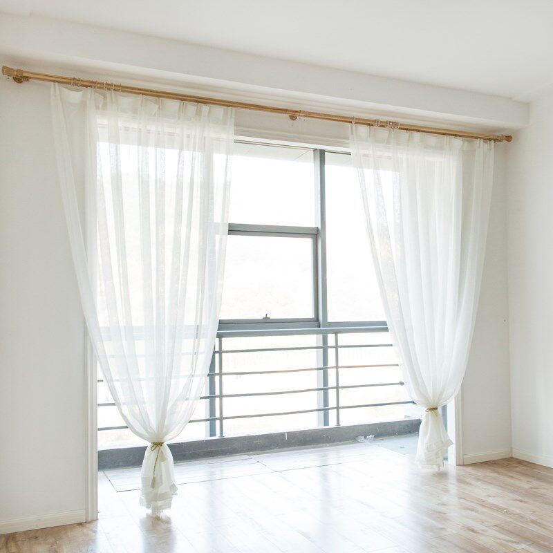 窗帘白色十字麻纱窗帘布布料加高35米白纱客厅定制窗帘