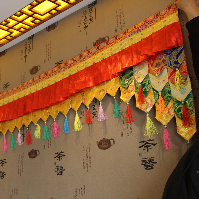 藏传佛教密宗围普围桌围幔红色布置佛堂装饰寺庙其他