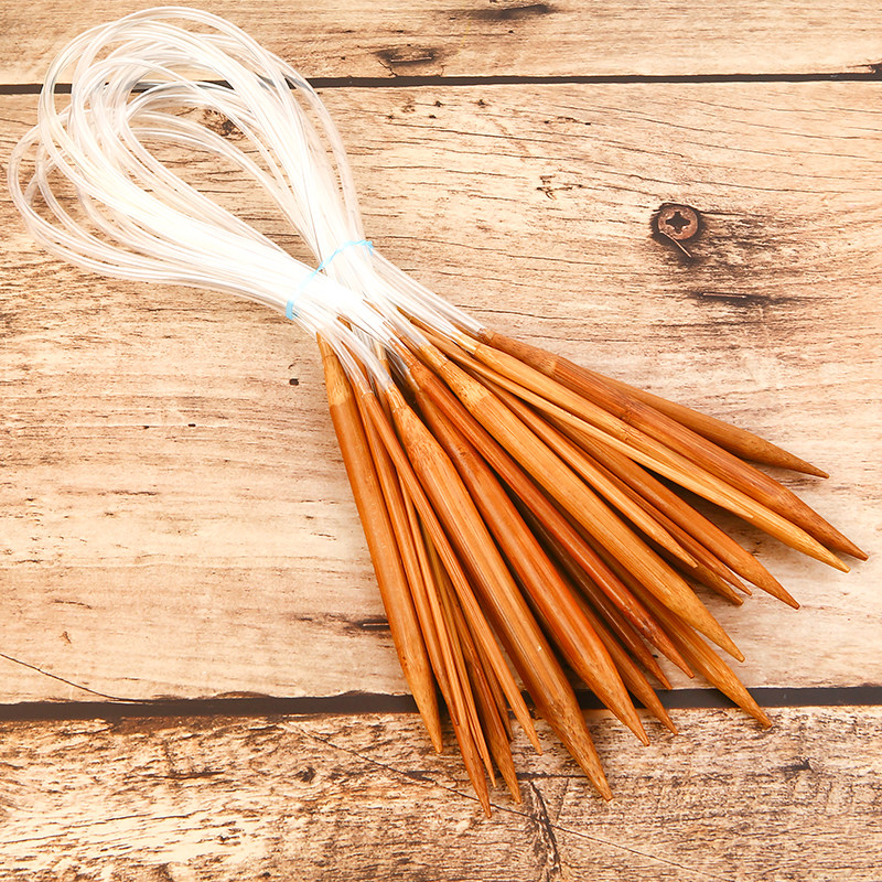 60cm炭化竹针毛衣环形针织围巾手工针编编织针