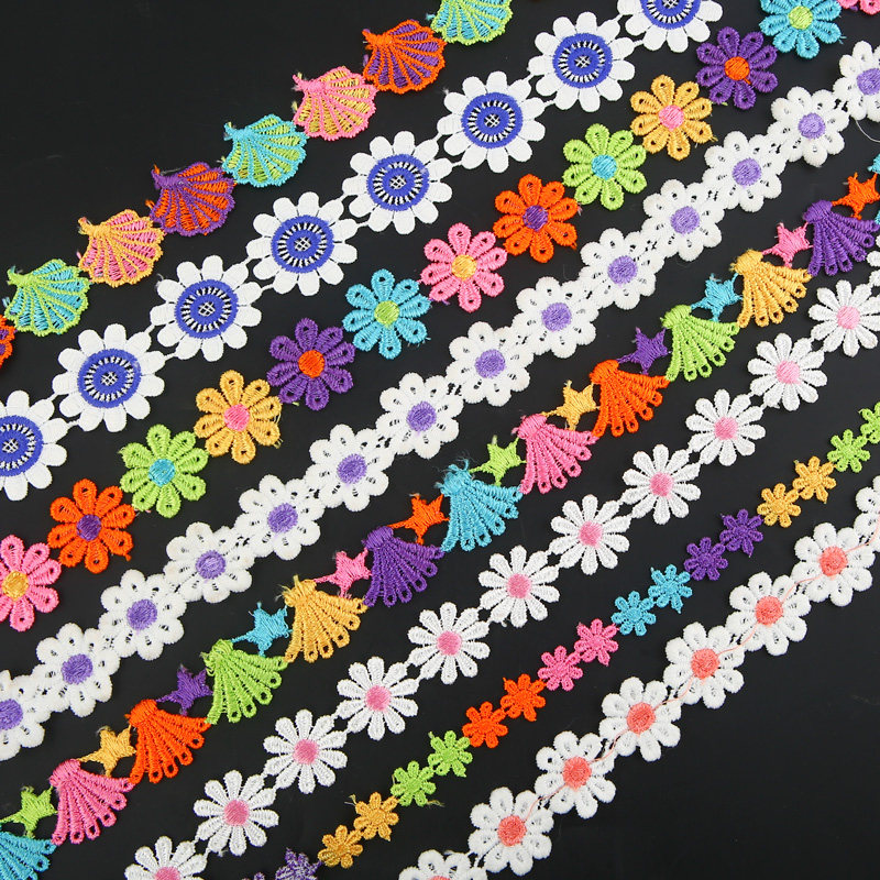 装饰花边彩色彩色花花瓣水溶蕾丝丝边衣帽辅料花边