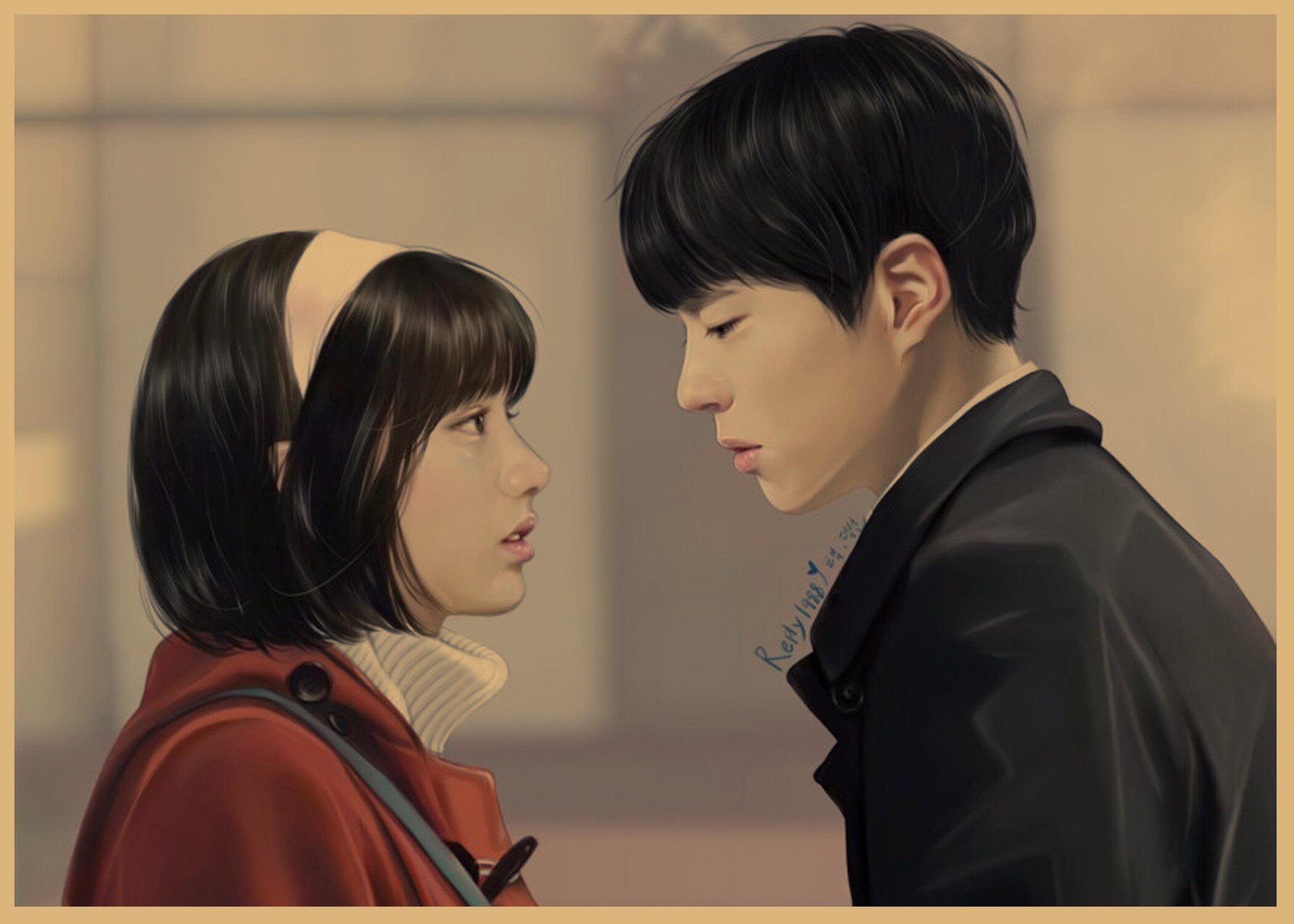 回答1988韩剧电影海报饭店酒吧咖啡厅复古牛皮纸装饰现代装饰画