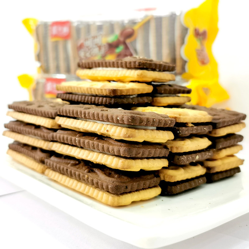 嘉士利可可夹心饼干159g奶油双色鸳鸯白加黑配饼干休闲零食整箱