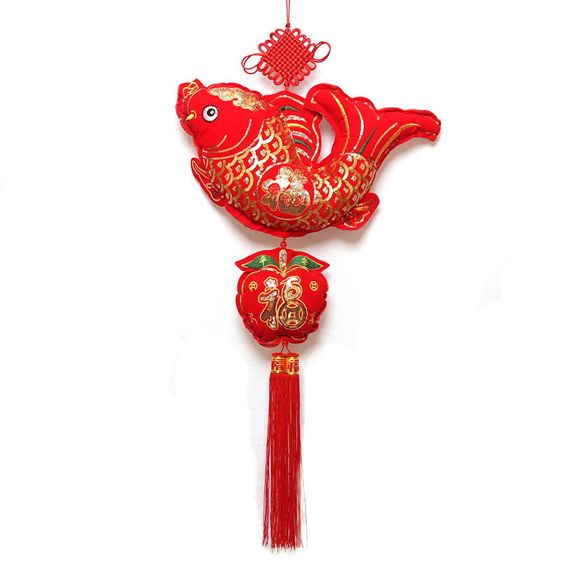中国结双鱼挂件客厅大号福字壁挂春节过年特色中国结