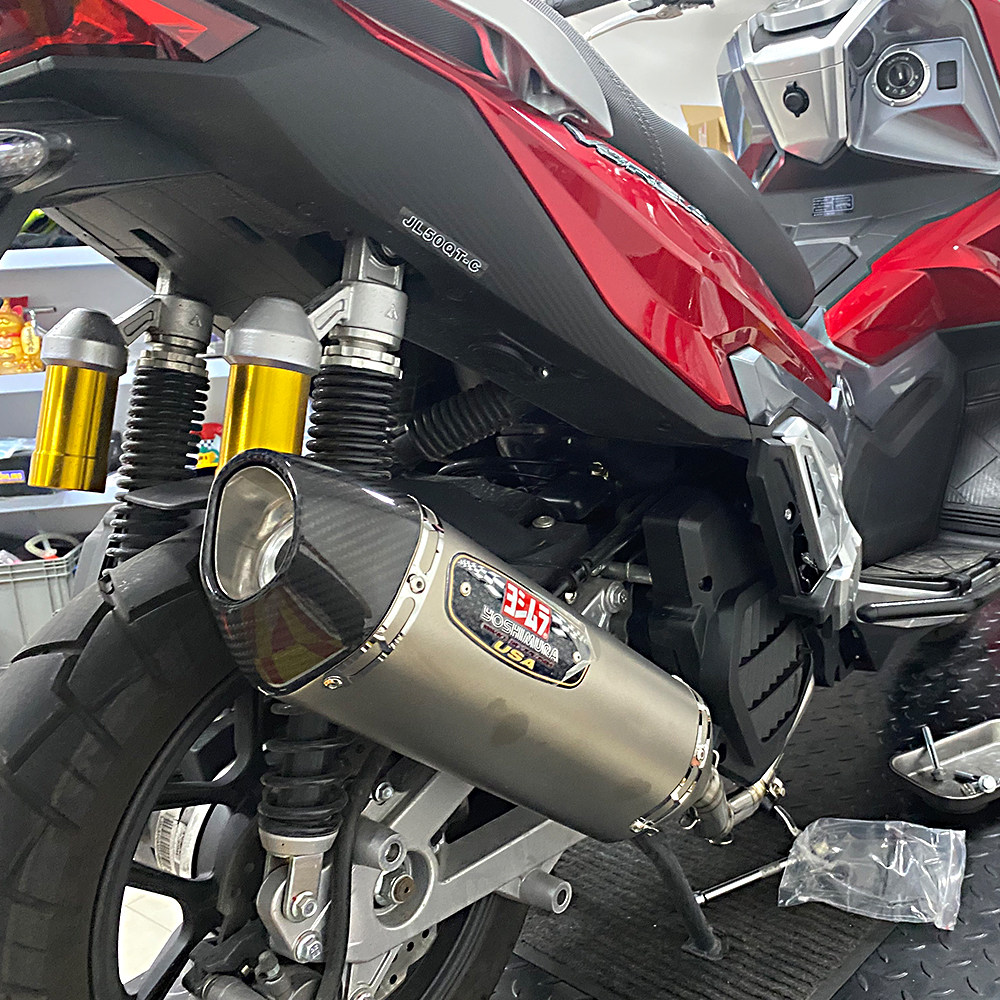 适用大阳adv150踏板摩托排气管改装sc全碳纤分体式前段排气管