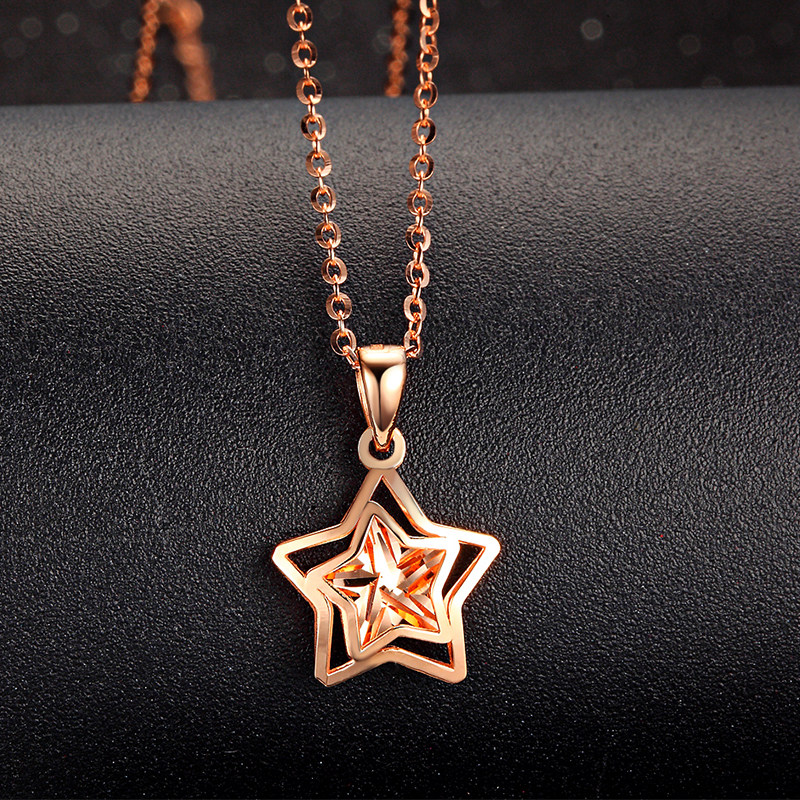 吊坠金玫瑰女友新款星星彩金金彩金黄金金吊坠18k颈饰