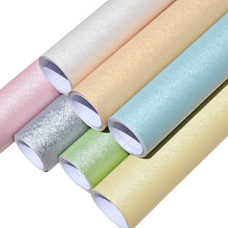 墙纸自粘卧室 温馨蚕丝纹pvc背景墙壁纸装饰翻新大学宿舍自贴墙纸