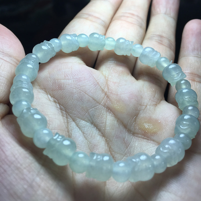 鱼鱼翡翠直播天然翡翠货散珠冰种莲花花珠手串手链手链
