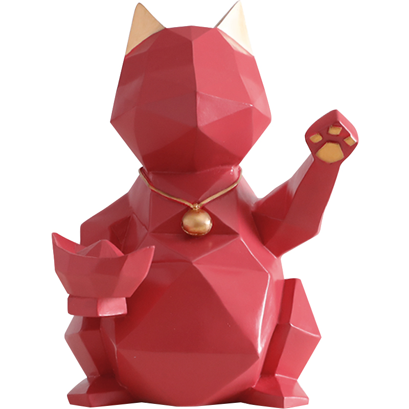 简约现代招财猫摆件ins北欧创意客厅玄关收纳摆设乔迁开业礼物