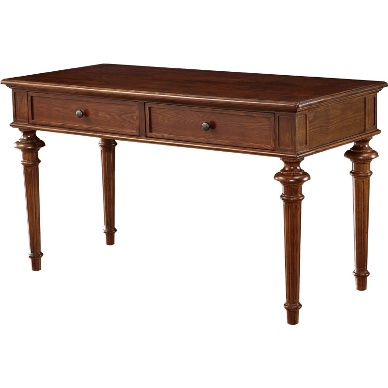 意舍美式乡村实木书桌复古书台书房家具白腊木电脑桌书桌椅办公桌