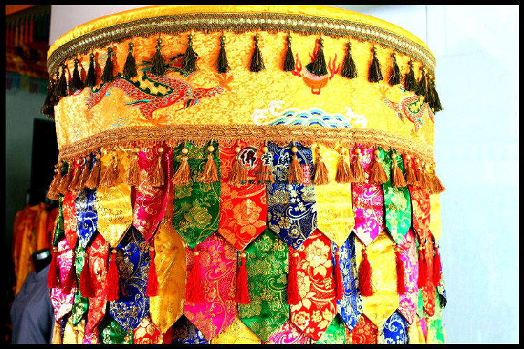佛教用品宝盖黄龙伞直径1米密宗百叶华盖经幢幡盖/佛堂装饰刺绣品