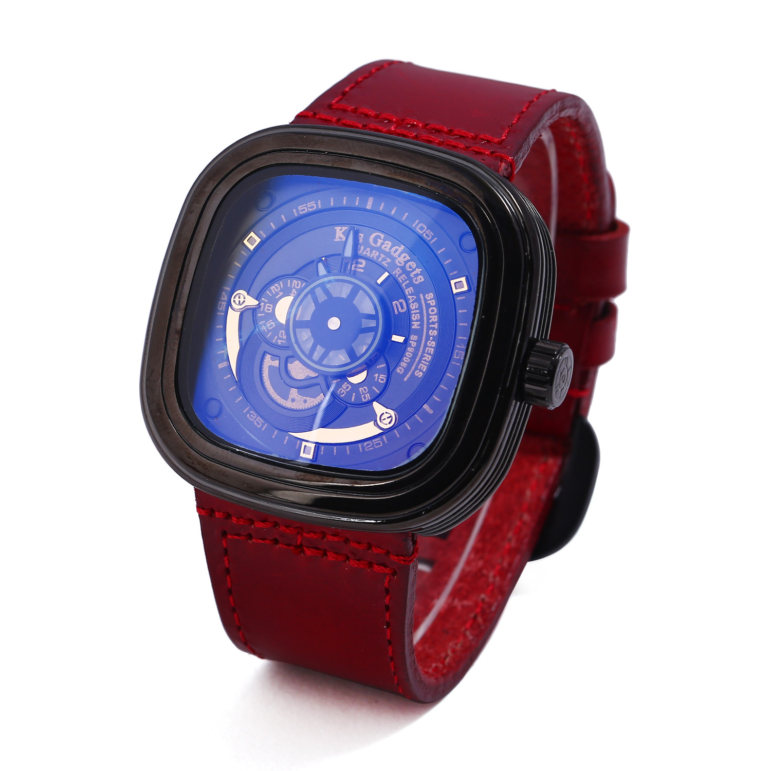 ks gadgets 正品手表时尚潮流全石英表男表镂空方形大表盘腕表