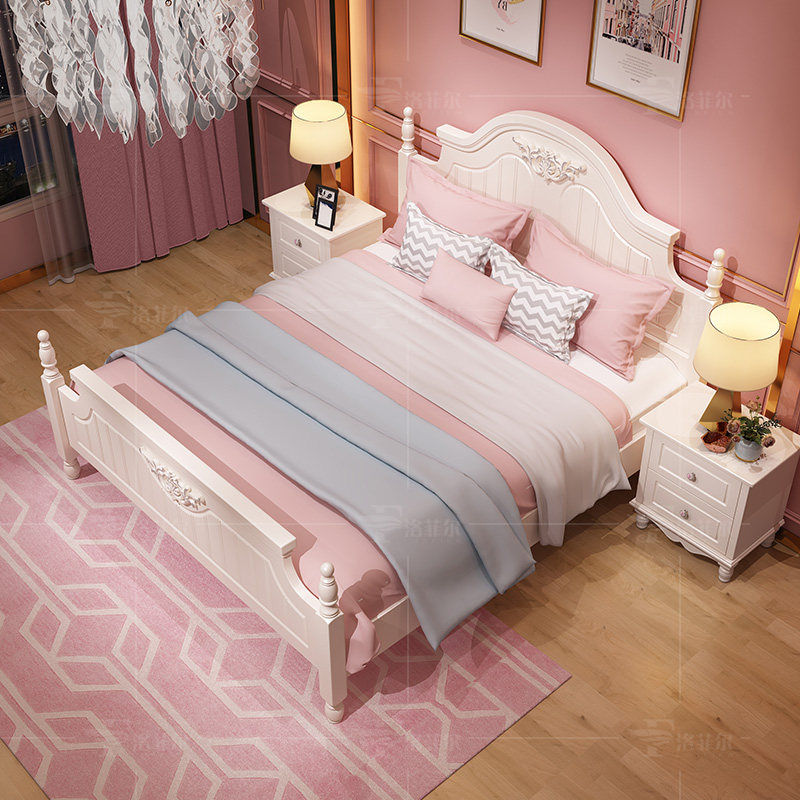 韩式床田园风格床 双人床 主卧现代简约1.5米1.8儿童公主床储物床