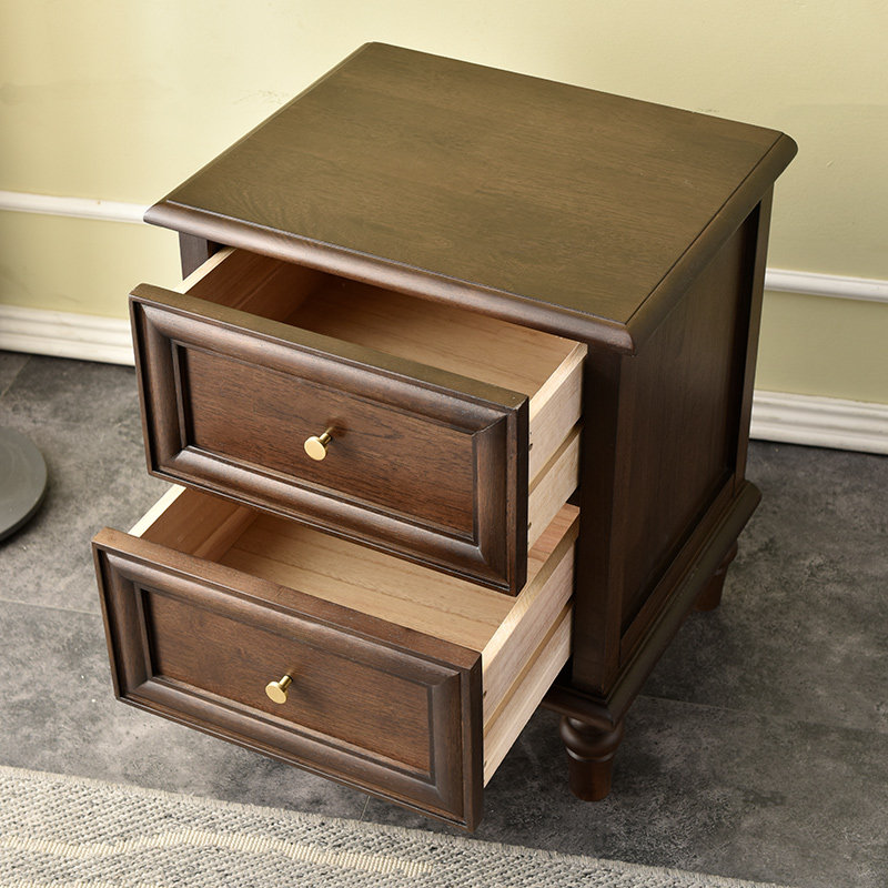 家逸美式乡村床头柜实木家用卧室床边小型轻奢床头柜