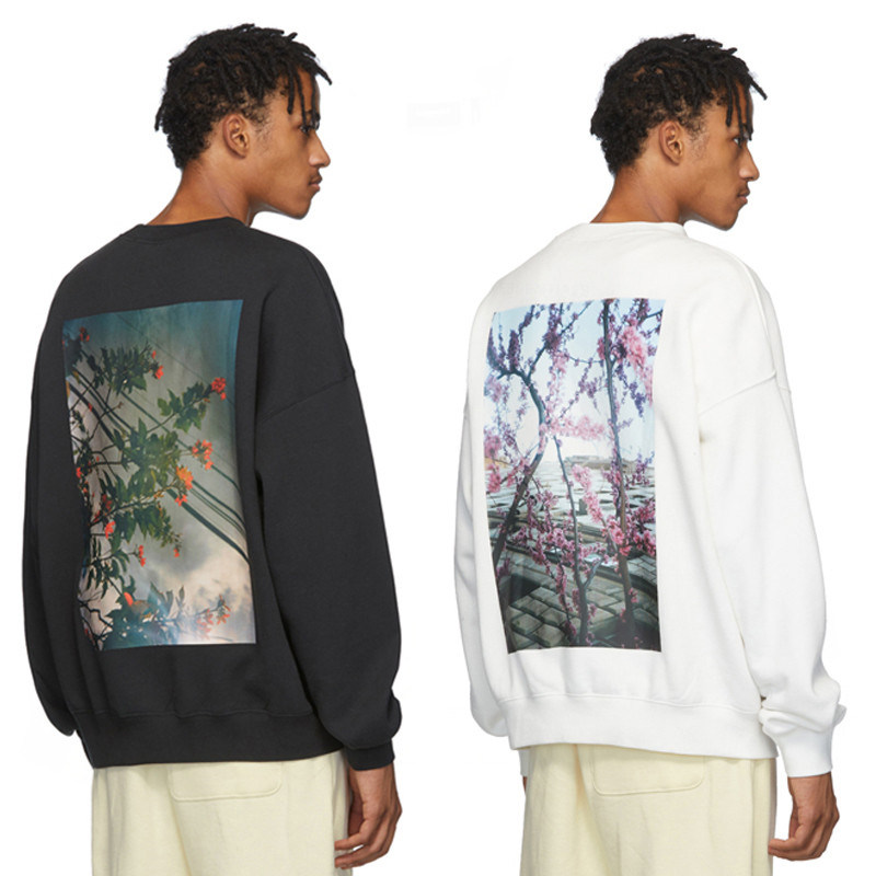 fog圆领卫衣fear of god复线花卉相片男女情侣宽松套头高街外套潮