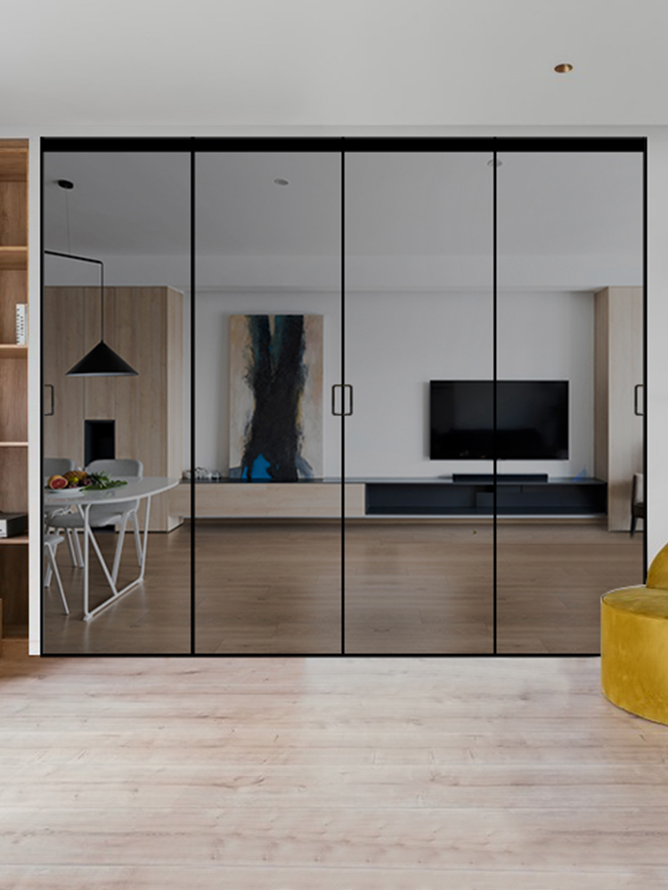 定制极简边框钛镁铝合金推拉门吊趟门玻璃移门厨房室内门