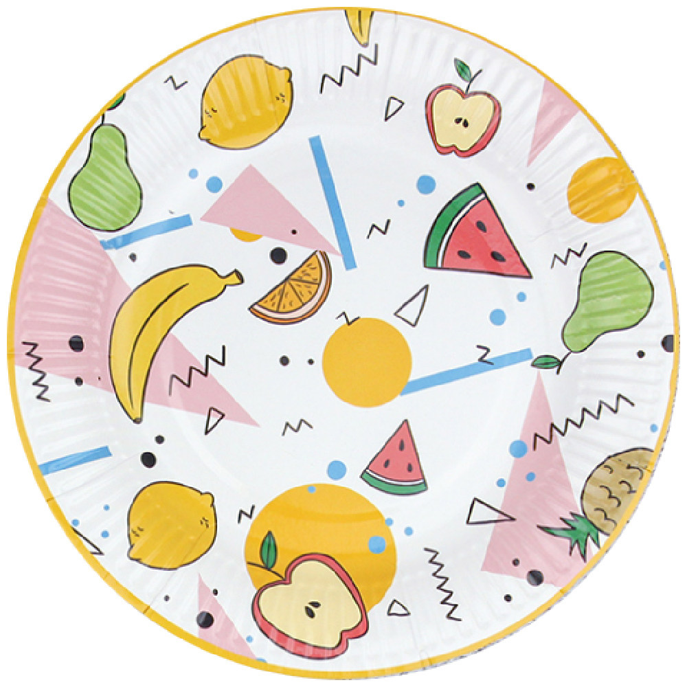 新款一次性纸盘卡通水果蛋糕纸碟幼儿园宝宝派对可降解餐具