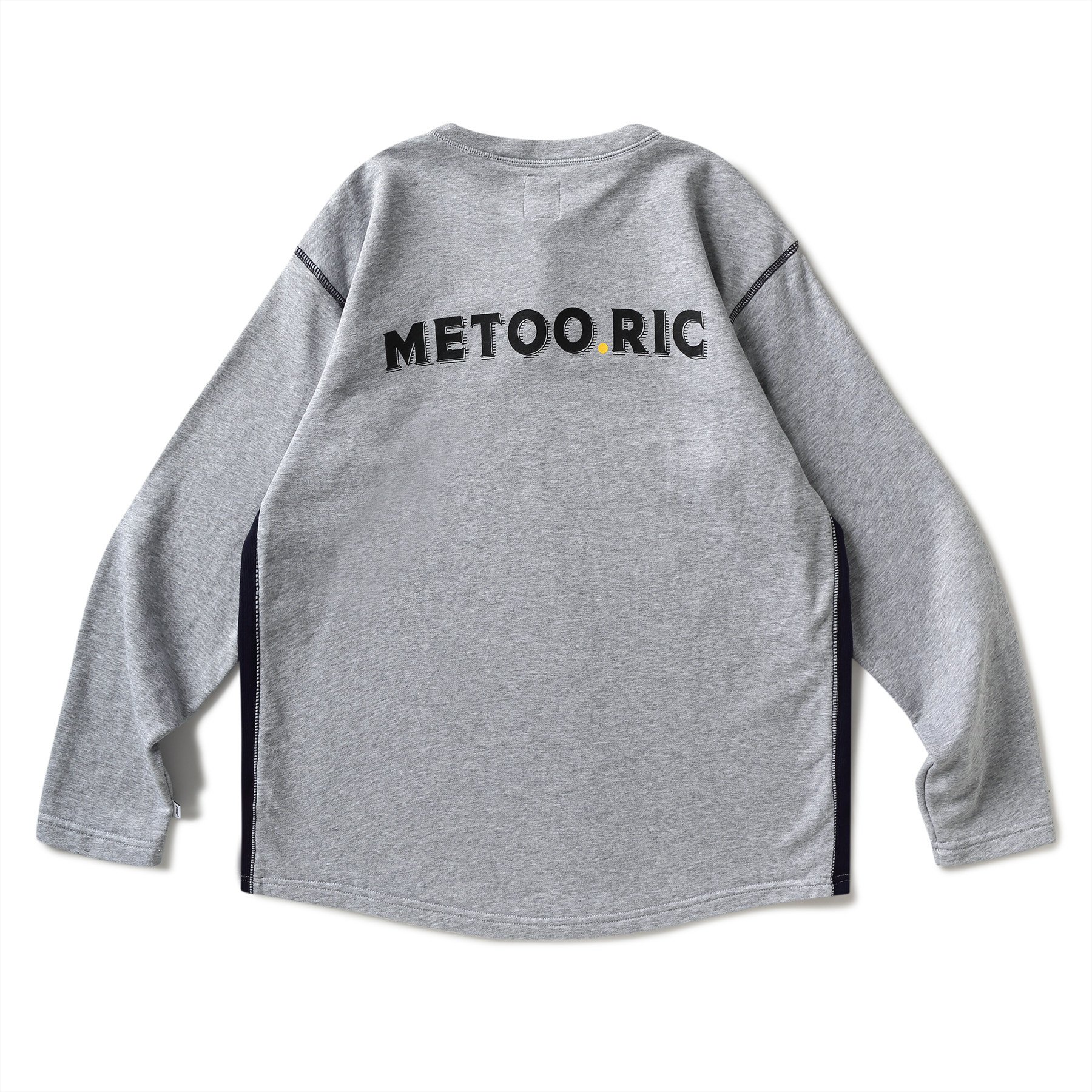 metooric19aw灰色藏青青色亨利领开一粒圆领卫衣卫衣