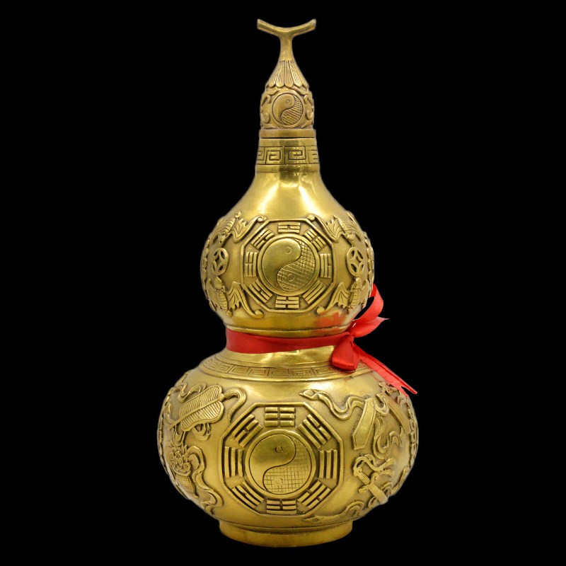 吉祥铜暗八仙开盖葫芦福禄摆件道家八宝中式摆件