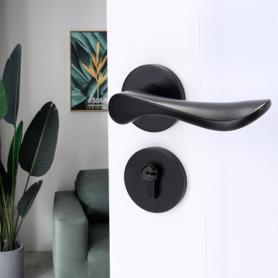 门锁室内卧室房门锁实木门把手套装静音黑色家用分体锁通用型锁具