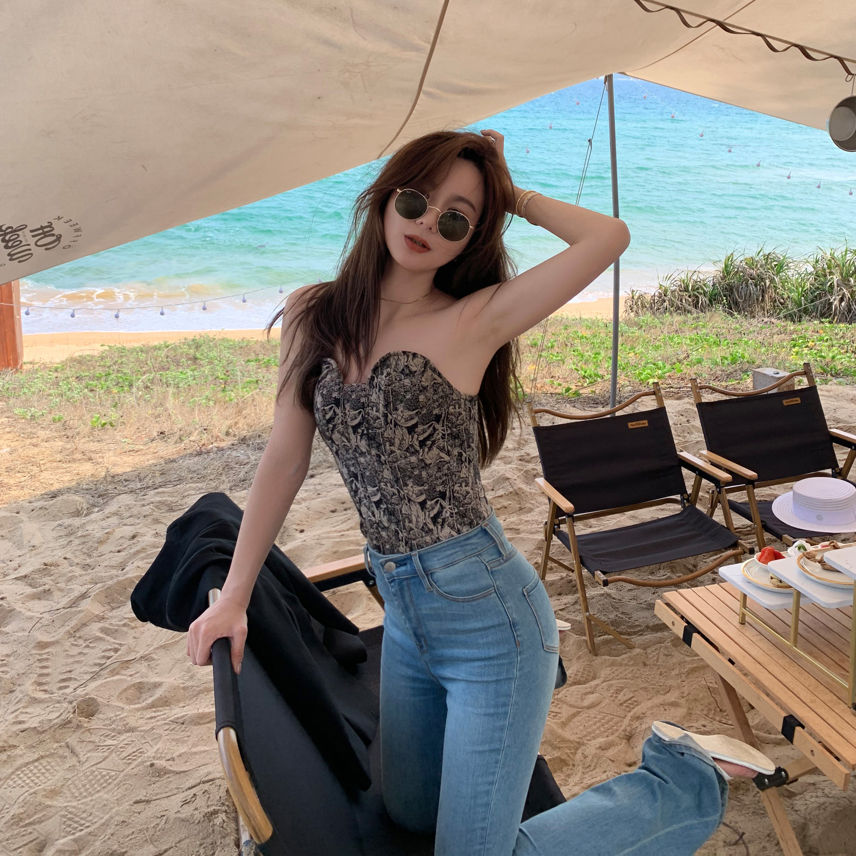 middletone法式浪漫重工绝美复古提花抹胸鱼骨胸衣抹胸