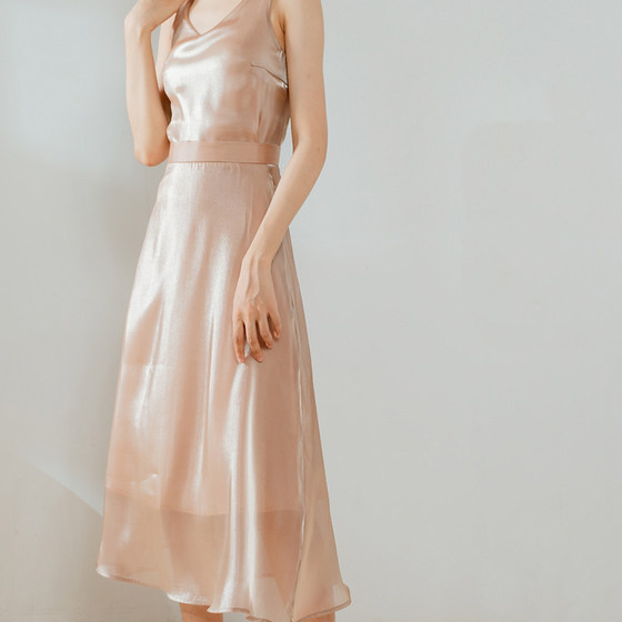 Half Skirt Spring And Summer Women's Long Style Hong Kong Style Retro Glossy Silky Elegant French A-line Satin Skirt Half Skirt Spring And Summer Women's Long Style Hong Kong Style Retro Glossy Silky Elegant French A-line Satin Skirt