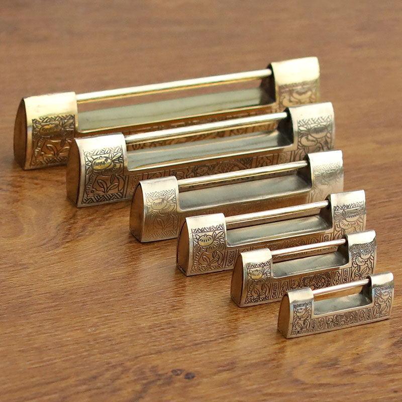 挂锁仿古古铜中式家具纯铜横开老式复古古代挂锁