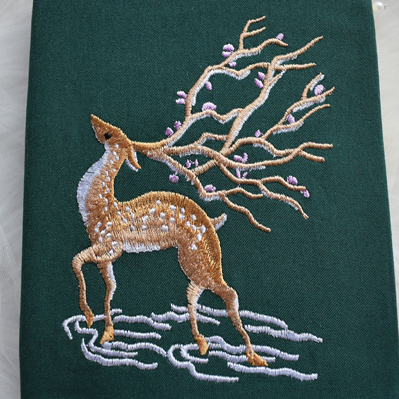 梅花鹿创意本子笔记本笔记古风绣花帐本苍鹿刺绣笔记本