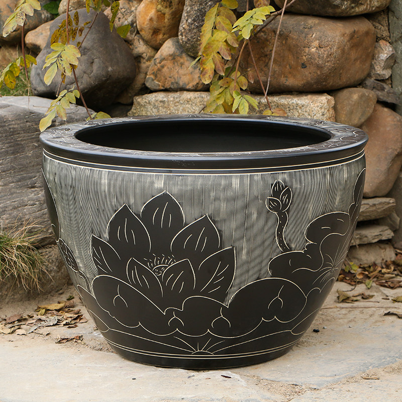 景德镇陶瓷户外鱼缸金鱼缸大号庭院水缸大缸客厅荷花鱼缸